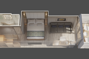 Deluxe Balcony Stateroom Floorplan, Sun Princess, Princess Cruises