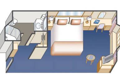Oceanview Stateroom Floorplan, Crown Princess, Princess Cruises