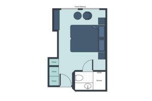 French Balcony Stateroom Floor Plan, River Duchess, Uniworld