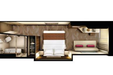 Spa Club Balcony Suite floor plan, Norwegian Escape