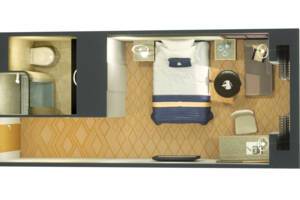 Britannia Single Oceanview Floor Plan, Queen Mary 2, Cunard