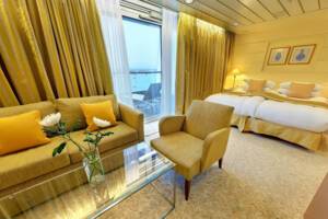 Marquee Suite Bedroom & Living Area, Balmoral, Fred. Olsen Cruise Lines
