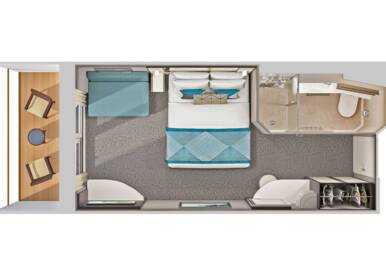 Balcony Stateroom floor plan, Norwegian Jewel
