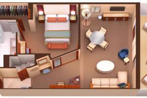 Owners Suite Floor Plan, Seabourn Ovation