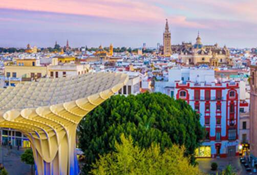 A panoramic aerial view of Seville