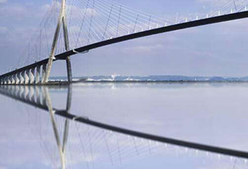 Pont du Normandie reflected in the Seine River at Le Havre