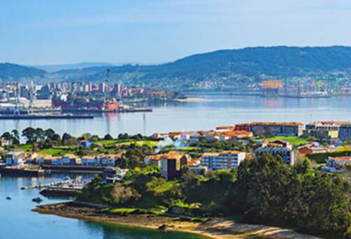 An aerial view of the Ferrol estuary