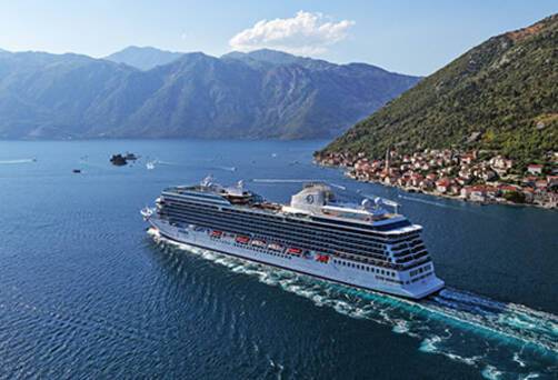 Allura sailing past Kotor, Montenegro