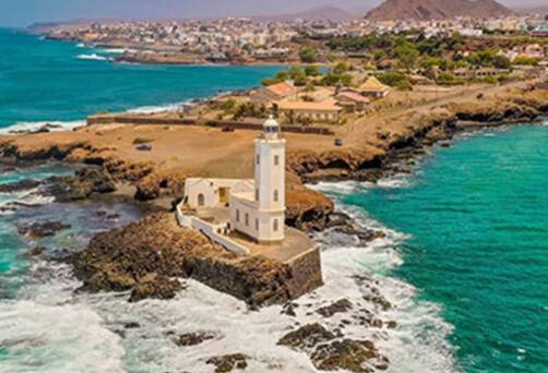 An aerial view of Praia