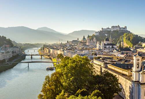 The sun shining over Salzburg