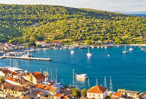 A panoramic aerial view of Vis
