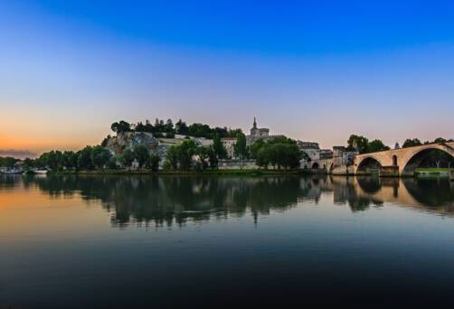 A panoramic view of Avignon from the Rhone River