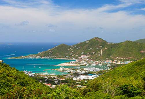 A panoramic view of Road Town in Tortola