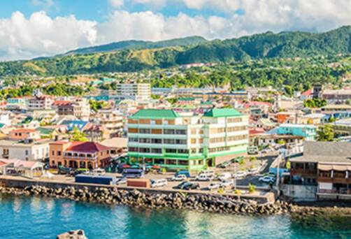 An aerial view of Roseau