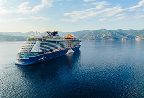Celebrity Edge sailing into Portofino