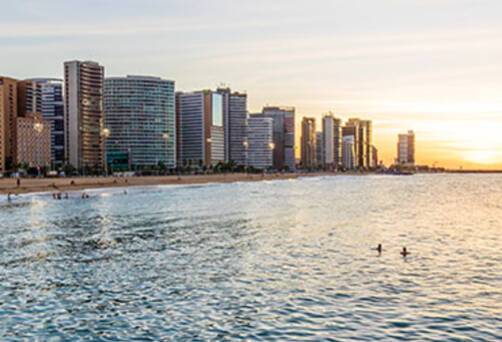 A panoramic view of Fortaleza at sunset