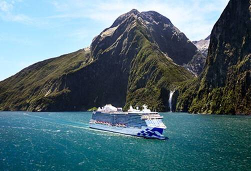 Majestic Princess sailing through Milford Sound