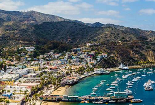 An aerial view of Catalina Island