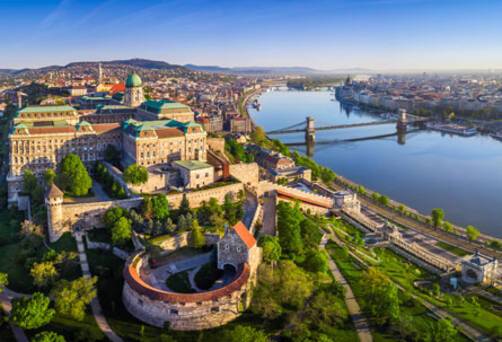 Panoramic image of the Danube River through Budapest