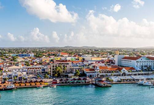 An aerial view of Oranjestad