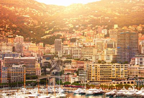 The sun setting over Monte Carlo's harbour