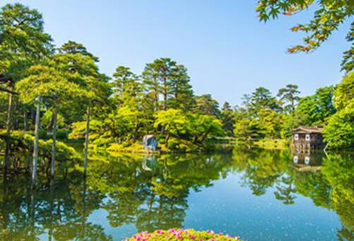 The view of Kenrokuen Garden in Kanazawa