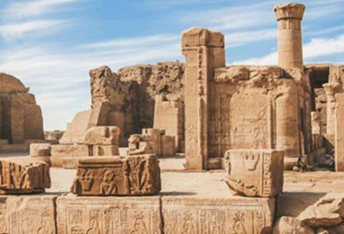 The ruins of the ancient temple of Horus in Edfu
