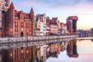 The cityscape of Gdansk reflected in the water