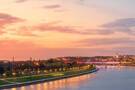 A panoramic view of Belgrade at dusk
