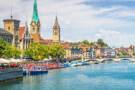A panoramic view of Zurich from the river