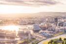 Aerial view of Oslo at sunset