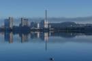 A panoramic view of a misty Aalborg