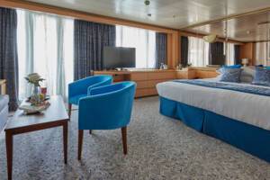 Premier Suite Wheelchair Adapted Bedroom & Living Area, Bolette, Fred. Olsen Cruise Lines - Image based on a PS grade, configuration may differ
