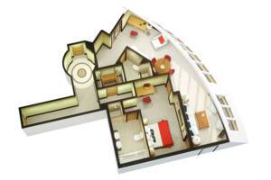 Royal Suite Floor Plan, Queen Mary 2, Cunard