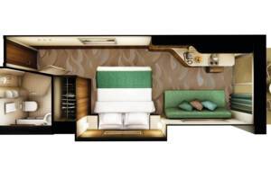 Solo Balcony Stateroom floor plan, Norwegian Escape