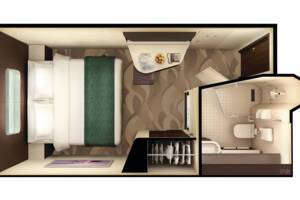 Family Oceanview Stateroom floor plan, Norwegian Escape