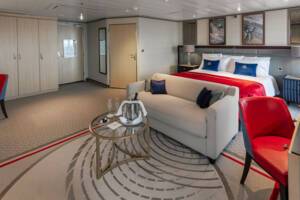 Queen Suite Lounge Area & Bedroom, Queen Mary 2, Cunard