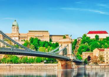 A panoramic view of Chain Bridge in Budapest
