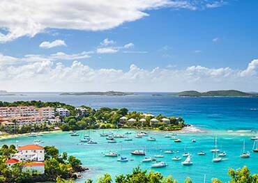 An aerial panoramic view of Saint Thomas