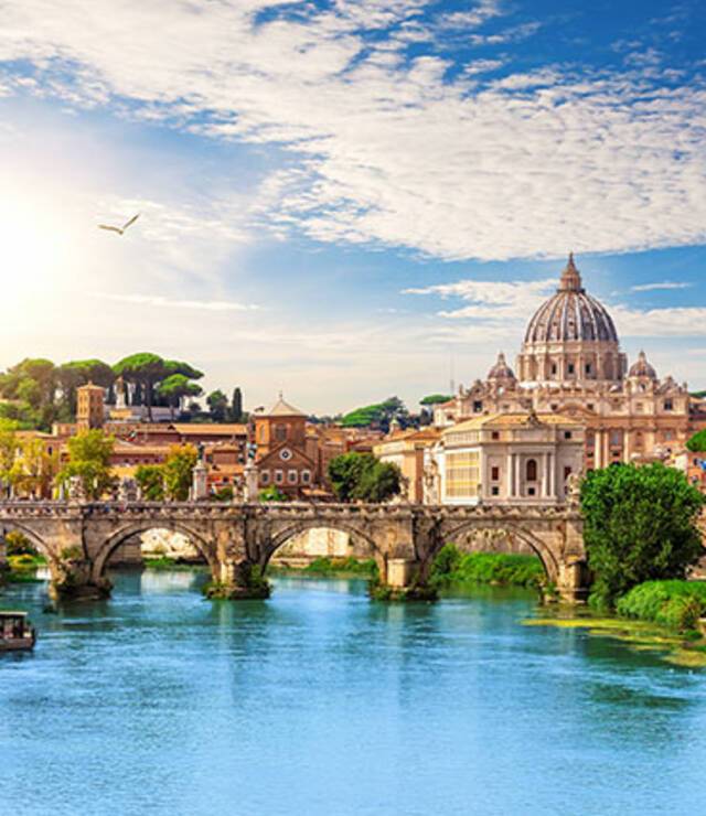View of Rome's St Peter's Cathedral from the river