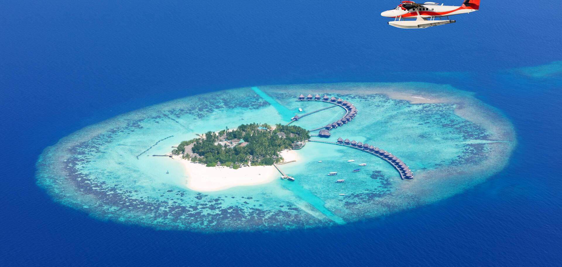 An aerial view of the Maldives