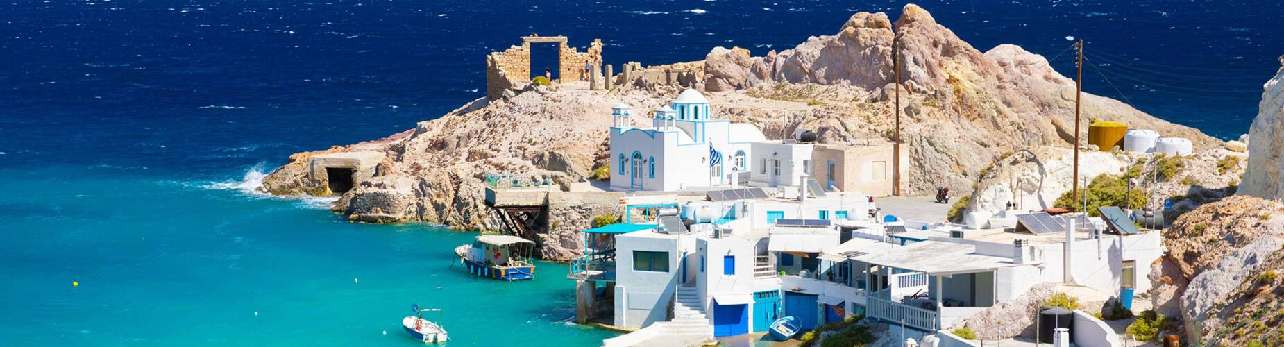 A panoramic view of Firopotamos on Milos