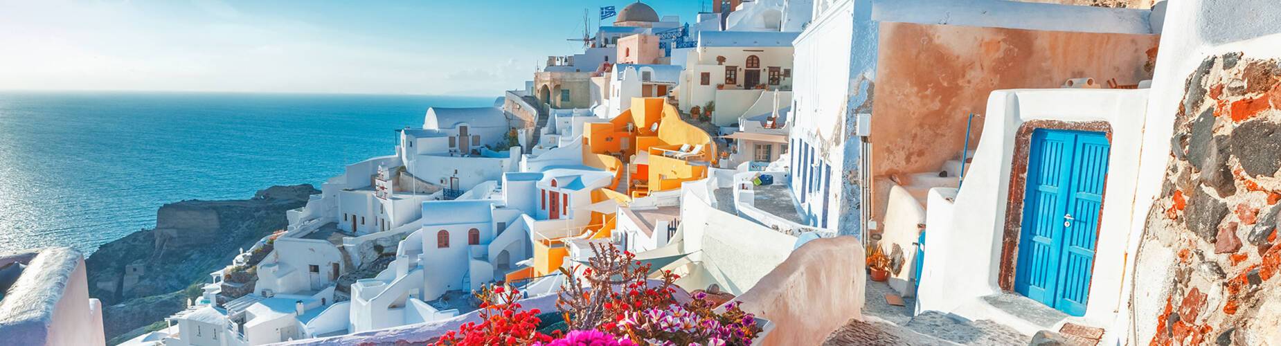 A view of the traditional Santorini houses
