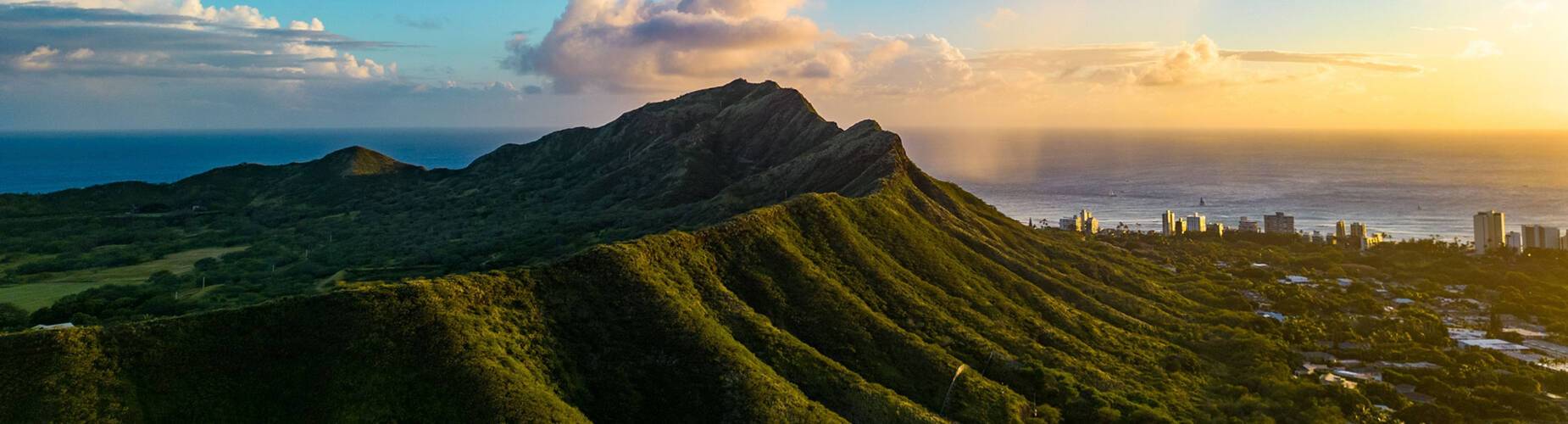 Sunset over Diamond Head in Honolulu, Hawaii