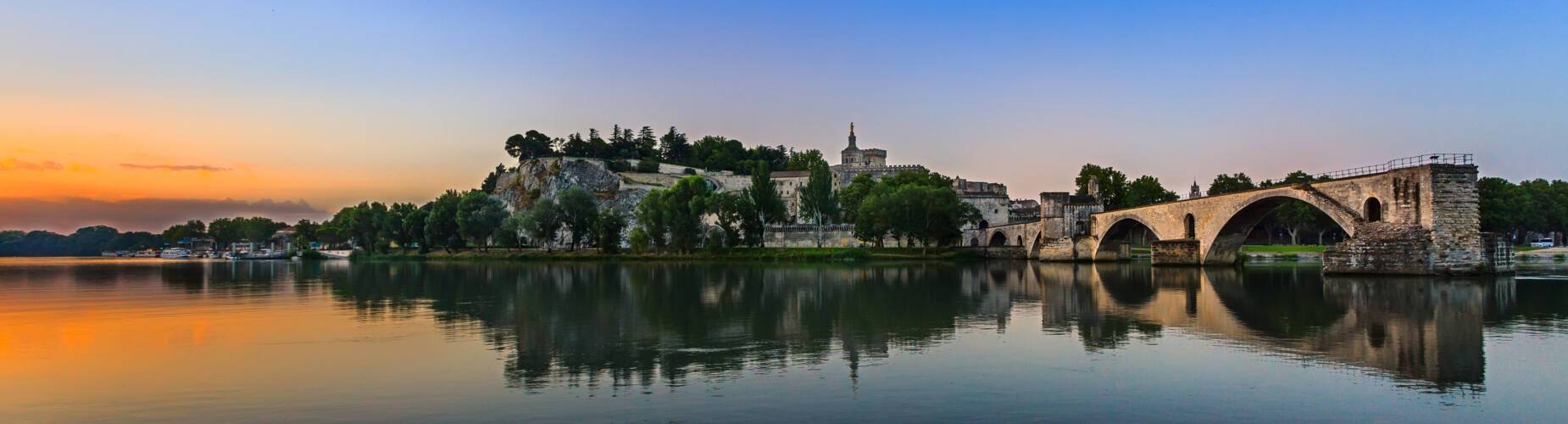 A panoramic view of Avignon from the Rhone River