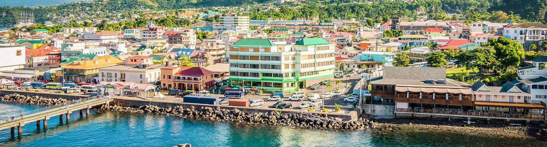 An aerial view of Roseau