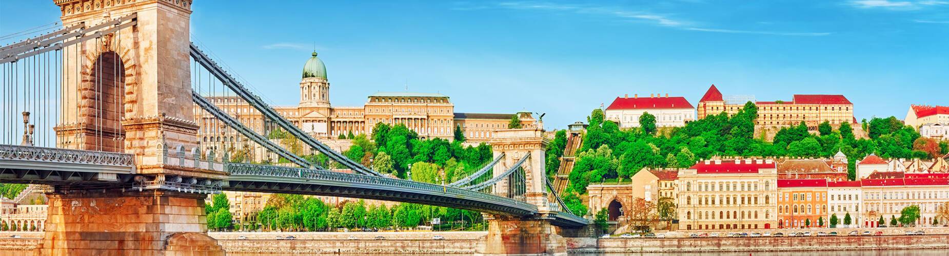 A panoramic view of Chain Bridge in Budapest