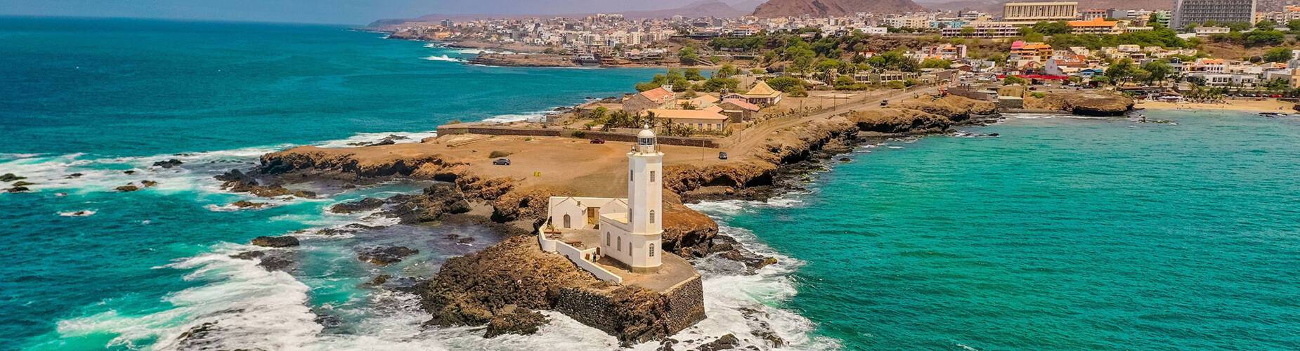 An aerial view of Praia