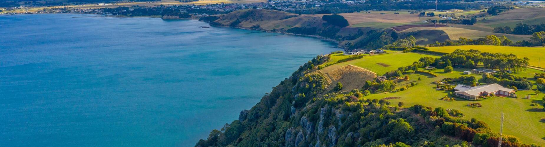 An aerial view of Burnie's coastline