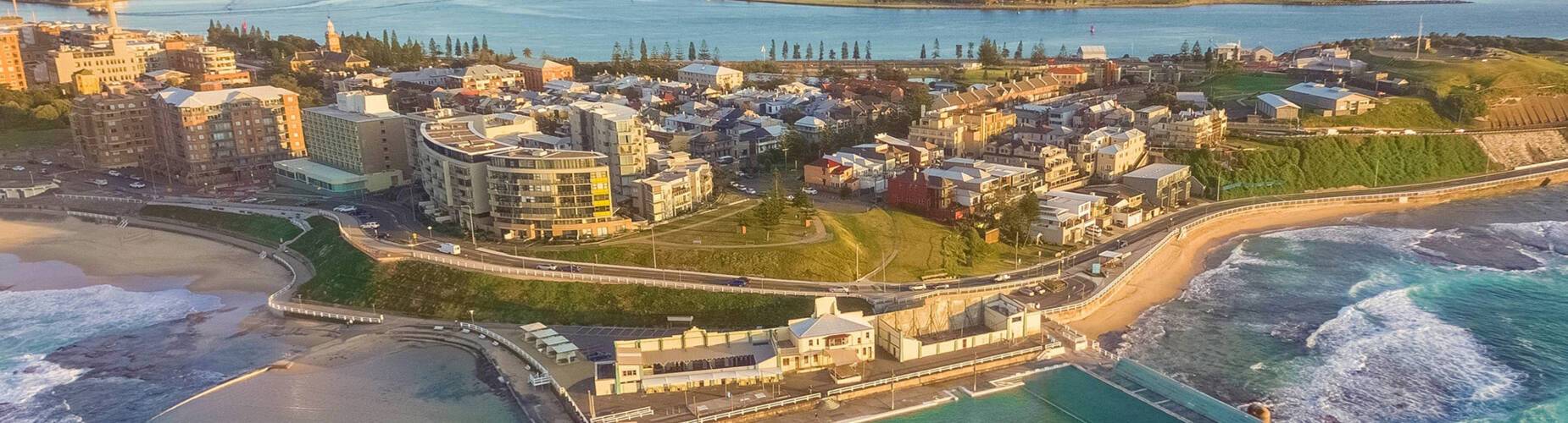 An aerial view of Newcastle, Australia